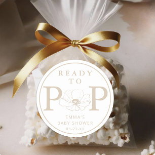 Autocollant pour Baby Shower Taupe Wildflower Read
