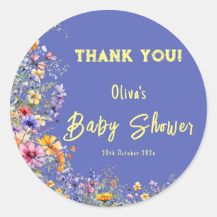 Autocollant pour Baby Shower Wildflowers