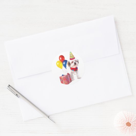 autocollant pour chiot d'anniversaire (Enveloppe)