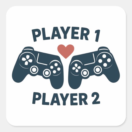 Autocollant pour couple de joueurs Player 1 Player (Devant)