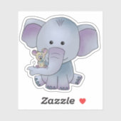 Autocollant pour éléphant et souris (Feuille)