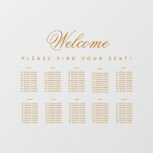 Autocollant Pour Fenêtre 10 Tables Gold Transparent Seating Chart (Feuille)