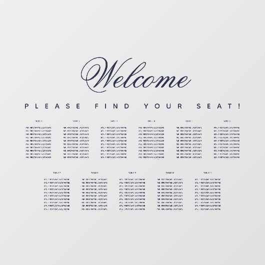 Autocollant Pour Fenêtre 11 Tableau de siège Script bleu transparent (Feuille)