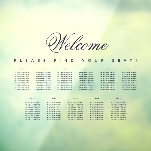 Autocollant Pour Fenêtre 11 Tableau de siège Script bleu transparent (Feuille 3)