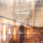 Autocollant Pour Fenêtre 11 Tableau Sièges en blanc Script transparent (Feuille 2)