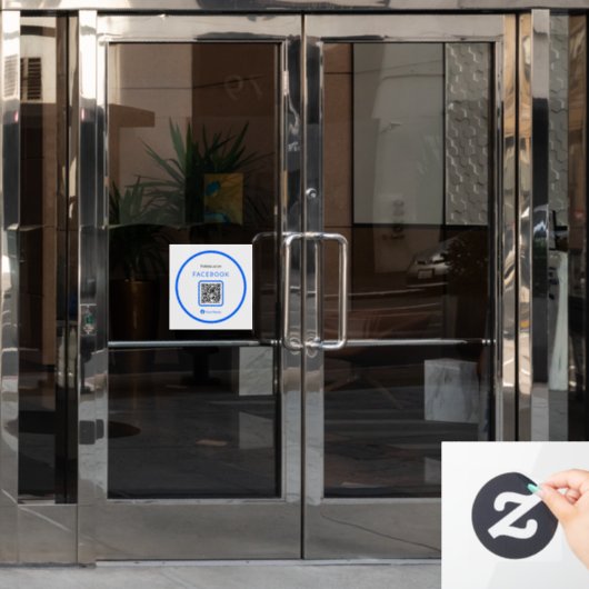 Autocollant Pour Fenêtre 12" Suivez-Nous Sur Facebook QR Code Blue (Porte de bureau)
