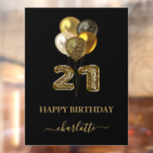 Autocollant Pour Fenêtre 21e anniversaire noir or léopard nom script (Feuille 2)