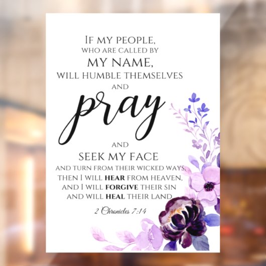 Autocollant Pour Fenêtre 2 Chroniques 7:14 Si Mon Peuple Priait Chrétien (Feuille 2)