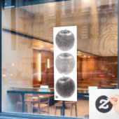 AUTOCOLLANT POUR FENÊTRE 3個のりんご　縦 (Fenêtre de café)