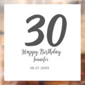 Autocollant Pour Fenêtre 30e anniversaire ajouter nom date année noir modèl (Feuille 2)
