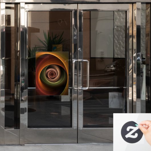 Autocollant Pour Fenêtre 3D Spirale Abstraite couleurs chaudes Art fractal  (Porte de bureau)