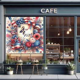 Autocollant Pour Fenêtre 4 juillet Fête de l'indépendance américaine Rouge 