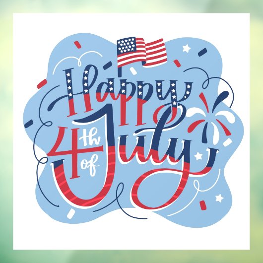 Autocollant Pour Fenêtre 4 juillet heureux (Feuille 3)