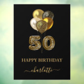 Autocollant Pour Fenêtre 50e anniversaire noir or léopard nom script (Feuille 3)