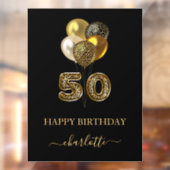 Autocollant Pour Fenêtre 50e anniversaire noir or léopard nom script (Feuille 2)