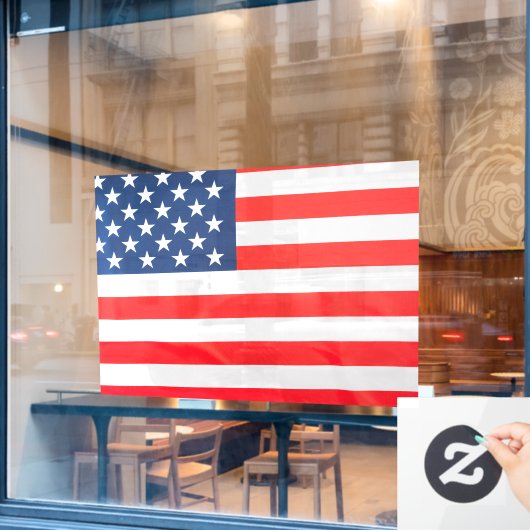 Autocollant Pour Fenêtre 52" x 37.56" American Flag Window Cling  (Fenêtre de café)