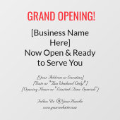 Autocollant Pour Fenêtre 52" x 72" Grand Opening Window Cling  (Feuille)