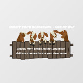 Autocollant Pour Fenêtre 5 Chèvres sur des clôtures en bois rustique Compte (Feuille)