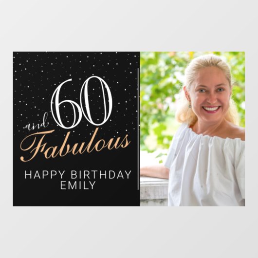 Autocollant Pour Fenêtre 60 et fabuleux moderne Black 60e anniversaire Phot (Feuille)