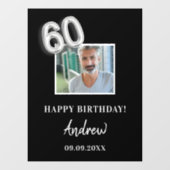 Autocollant Pour Fenêtre 60e anniversaire noir argent photo nom mec hommes (Feuille)