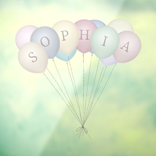 Autocollant Pour Fenêtre 6 Lettres Personnalisées Ballons Pastels Rétro & S (Feuille 3)