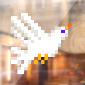 Autocollant Pour Fenêtre 8 bits Pixel Art White Dove Flying Fun Geeky (Feuille 2)