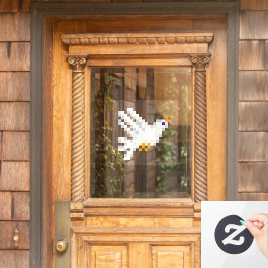 Autocollant Pour Fenêtre 8 bits Pixel Art White Dove Flying Fun Geeky (Porte d'accueil)