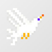 Autocollant Pour Fenêtre 8 bits Pixel Art White Dove Flying Fun Geeky (Feuille)