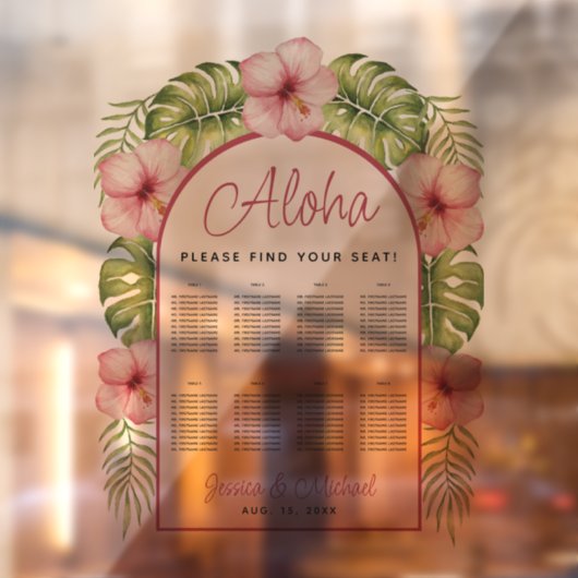 Autocollant Pour Fenêtre 8 Tableaux Hawaii Tropical Transparent Graphique d (Feuille 2)