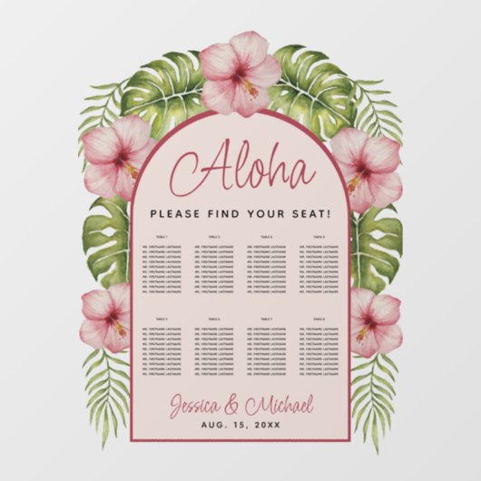 Autocollant Pour Fenêtre 8 Tableaux Hawaii Tropical Transparent Graphique d (Feuille)