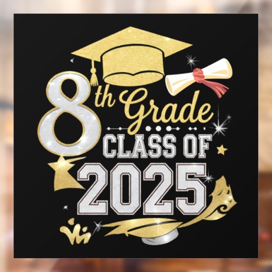 Autocollant Pour Fenêtre 8e Classe De 2025 Graduate Graduation (Feuille 2)
