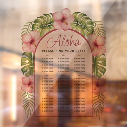 Autocollant Pour Fenêtre 9 Tableaux Tropical Seating Chart Transparent Hawa (Feuille 2)
