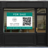 Autocollant Pour Fenêtre À vendre ou à ouvrir | Immobilier QR Code vert