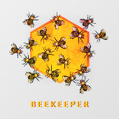 Autocollant Pour Fenêtre Abeilles de miel avec dessin d'hexagone jaune oran (Feuille)