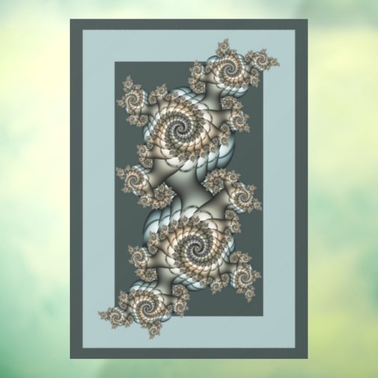 Autocollant Pour Fenêtre Abstrait Beige clair Bleu Fractal Art Spirales (Feuille 3)