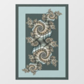Autocollant Pour Fenêtre Abstrait Beige clair Bleu Fractal Art Spirales (Feuille)