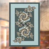 Autocollant Pour Fenêtre Abstrait Beige clair Bleu Fractal Art Spirales (Feuille 2)
