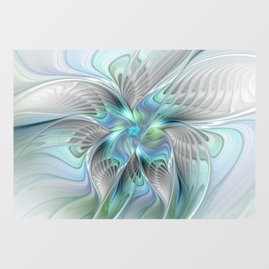 Autocollant Pour Fenêtre Abstrait Bleu Vert Papillon Imaginaire Fractal Art (Feuille)