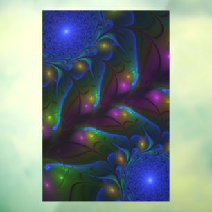 Autocollant Pour Fenêtre Abstrait Moderne Trippy Fractal Lumineux Coloré