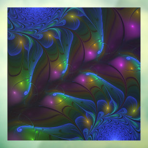Autocollant Pour Fenêtre Abstrait Moderne Trippy Fractal Lumineux Coloré