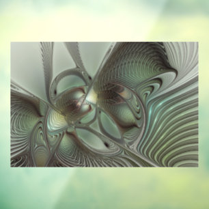 Autocollant Pour Fenêtre Abstrait Olive Sage Green Grey Fractal Art Imagina
