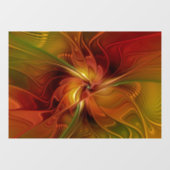 Autocollant Pour Fenêtre Abstrait Rouge Orange Brown Vert Fractal Art Flowe (Feuille)