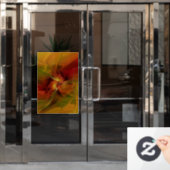 Autocollant Pour Fenêtre Abstrait Rouge Orange Brown Vert Fractal Art Flowe (Porte de bureau)
