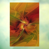 Autocollant Pour Fenêtre Abstrait Rouge Orange Brown Vert Fractal Art Flowe (Feuille 3)