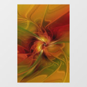 Autocollant Pour Fenêtre Abstrait Rouge Orange Brown Vert Fractal Art Flowe (Feuille)