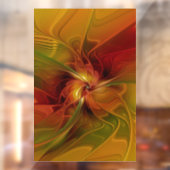Autocollant Pour Fenêtre Abstrait Rouge Orange Brown Vert Fractal Art Flowe (Feuille 2)