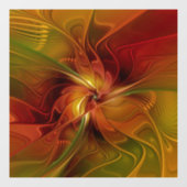 Autocollant Pour Fenêtre Abstrait Rouge Orange Brown Vert Fractal Art Flowe (Feuille)