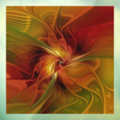 Autocollant Pour Fenêtre Abstrait Rouge Orange Brown Vert Fractal Art Flowe (Feuille 3)