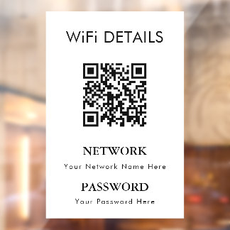 Autocollant Pour Fenêtre Accès au réseau WiFi | Affichage du mot de passe d