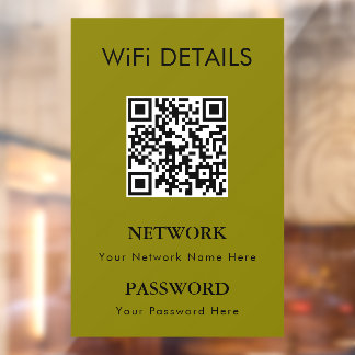 Autocollant Pour Fenêtre Accès au réseau WiFi | Affichage du mot de passe p